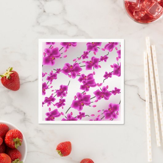 Serviette En Papier Fleurs d'orchidées Élégant Mariage floral (En situation)