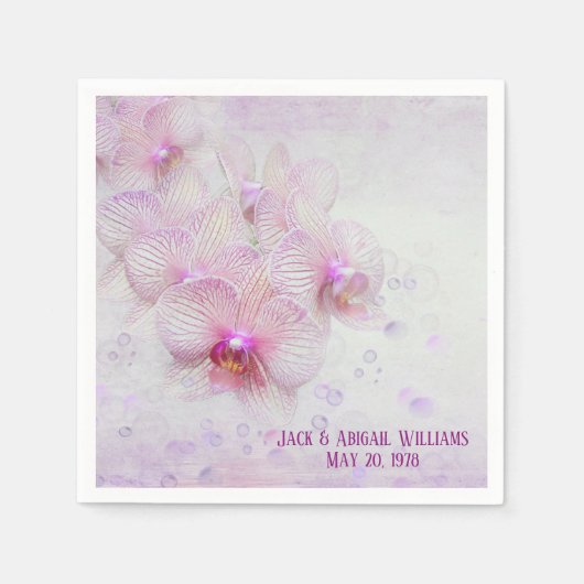 Serviette En Papier fleurs d'orchidées tropicales avec bulles (Devant)