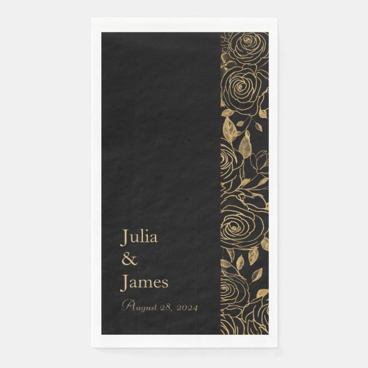 Serviette En Papier FLEURS Dorées (Devant)