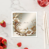Serviette En Papier Fleurs dorées (En situation)