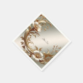 Serviette En Papier Fleurs dorées (Coin)