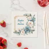 Serviette En Papier Fleurs dorées 2 : serviettes Mariages personnalisé (En situation)