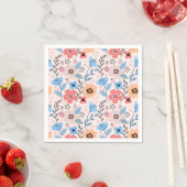 Serviette En Papier Fleurs douces et petits coeurs serviettes (En situation)