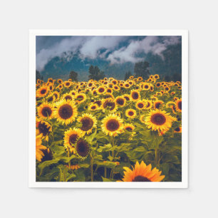 Serviette En Papier Fleurs du paysage du terrain de tournesol Jaune