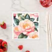 Serviette En Papier Fleurs élégantes Camellia (En situation)