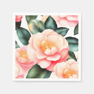 Serviette En Papier Fleurs élégantes Camellia