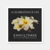 Serviette En Papier Fleurs élégantes en satin sur noir (Devant)