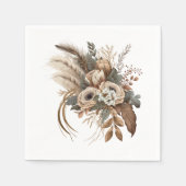 Serviette En Papier Fleurs Élégantes Feuillage et plumes (Devant)