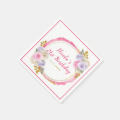 Serviette En Papier Fleurs élégantes roses et violettes Anniversaire (Coin)