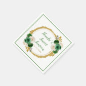 Serviette En Papier Fleurs élégantes Sweet sixteen vert foncé et or (Coin)