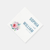 Serviette En Papier Fleurs Élégantes Turquoise (Coin)