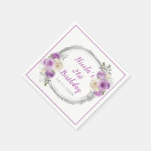 Serviette En Papier Fleurs élégantes violettes et argentées Anniversai (Coin)