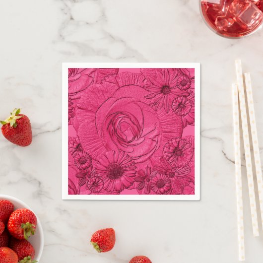 Serviette En Papier Fleurs embouteillées-Berry-COCKTAIL NAPKINS (En situation)