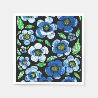 Serviette En Papier Fleurs en acrylique bleue chic sur serviettes en p