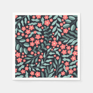 Serviette En Papier Fleurs en fleurs de style rétro rose dans le style