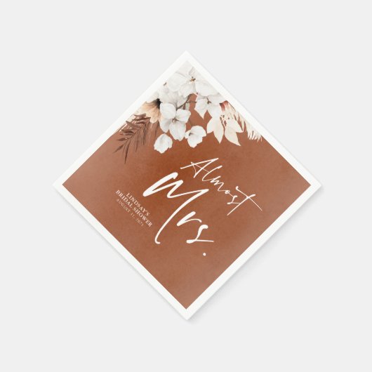 Serviette En Papier Fleurs en terre cuite blanche Mariage Presque Mme (Coin)