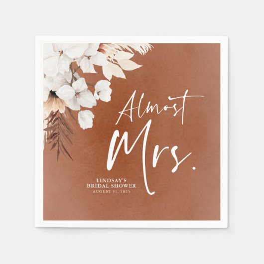Serviette En Papier Fleurs en terre cuite blanche Shower de mariage Al (Devant)