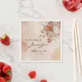 Serviette En Papier Fleurs en terre cuite Bohème rustique bohème (En situation)
