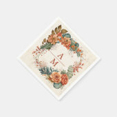 Serviette En Papier Fleurs en terre cuite rouille Mariage de automne o (Coin)