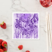 Serviette En Papier Fleurs Encrees Ciel Violet  (En situation)