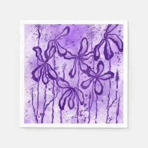 Serviette En Papier Fleurs Encrees Ciel Violet