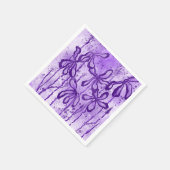 Serviette En Papier Fleurs Encrees Ciel Violet  (Coin)