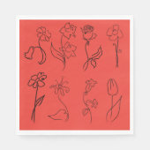 Serviette En Papier Fleurs esquissées (Devant)