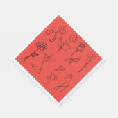 Serviette En Papier Fleurs esquissées (Coin)