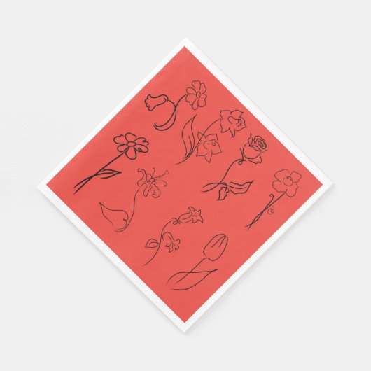 Serviette En Papier Fleurs esquissées (Coin)