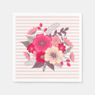 Serviette En Papier Fleurs et bandes