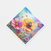 Serviette En Papier Fleurs et coccinelles (Coin)