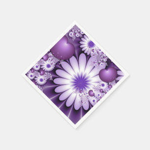 Serviette En Papier Fleurs et cœurs abstraits fractals de l'amour
