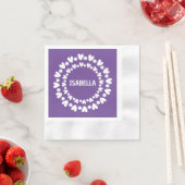 Serviette En Papier Fleurs Et Coeurs Nom (En situation)