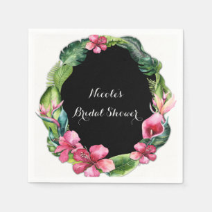 Serviette En Papier Fleurs et feuilles de jardin tropical chic luau fê