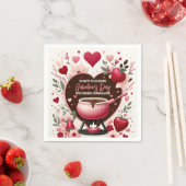 Serviette En Papier Fleurs et fraises La fête des fondues de Galentine (En situation)