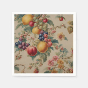 Serviette En Papier Fleurs et Fruits Exquis. Style Français Vintage
