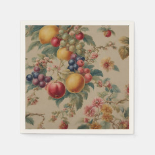 Serviette En Papier Fleurs et fruits exquis. Style vintage