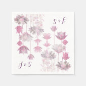 Serviette En Papier Fleurs et initiales roses délicates (Devant)