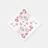 Serviette En Papier Fleurs et initiales roses délicates (Coin)