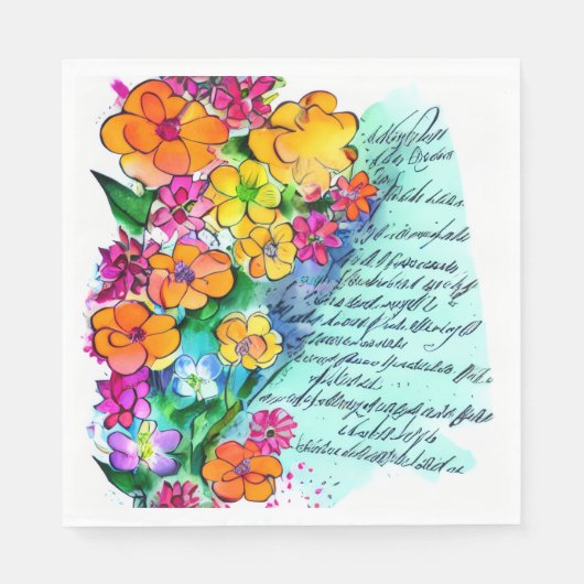 Serviette En Papier Fleurs et Lettres (Devant)