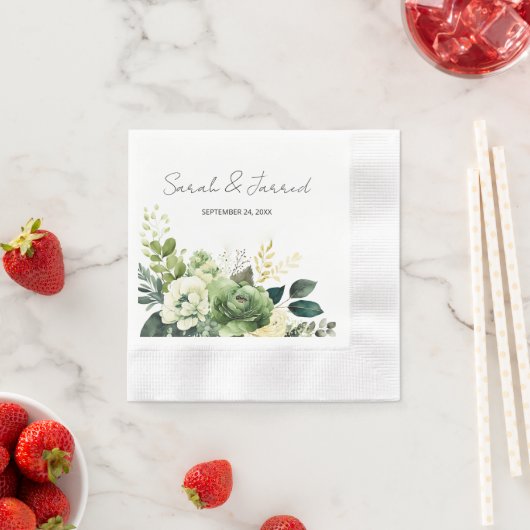 Serviette En Papier Fleurs Et Mariage De Verdure (En situation)
