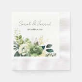 Serviette En Papier Fleurs Et Mariage De Verdure (Devant)