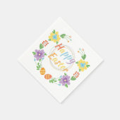 Serviette En Papier Fleurs et oeufs Joyeux Pâques (Coin)
