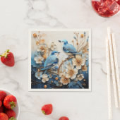Serviette En Papier Fleurs et Oiseaux (En situation)