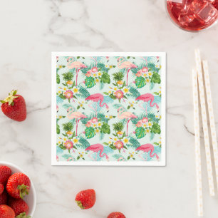 Serviette En Papier Fleurs Et Oiseaux Tropicaux