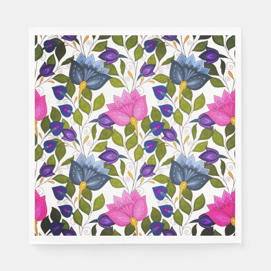 Serviette En Papier Fleurs Et Paillettes P32 Papier De Déjeuner (Devant)