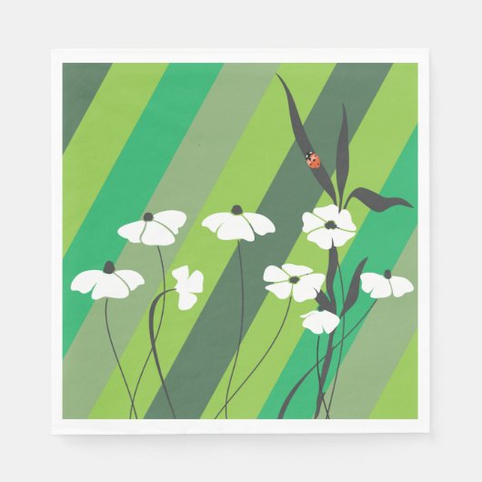 Serviette En Papier Fleurs Et Papier Ladybug (Devant)