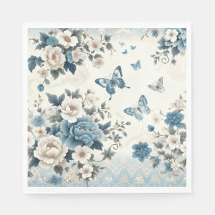 Serviette En Papier Fleurs et papillons Chinoiserie