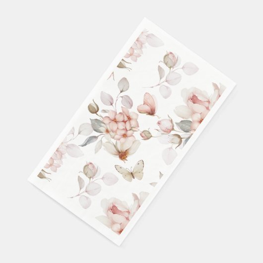 Serviette En Papier Fleurs et papillons délicats (Coin)