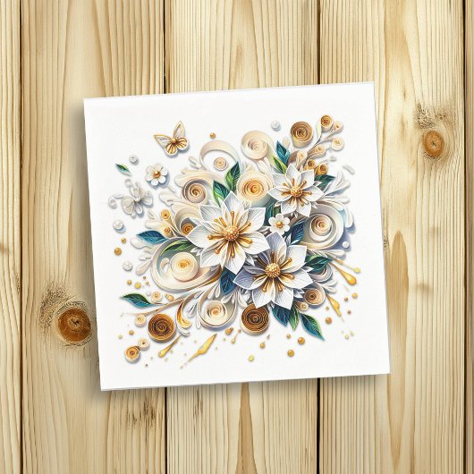 Serviette En Papier Fleurs et papillons en quilling de papier